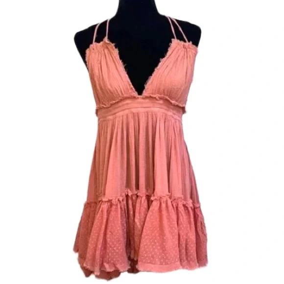 Free People 100 Degree Mini Dress Pink/Rose Size M - Picture 4 of 6